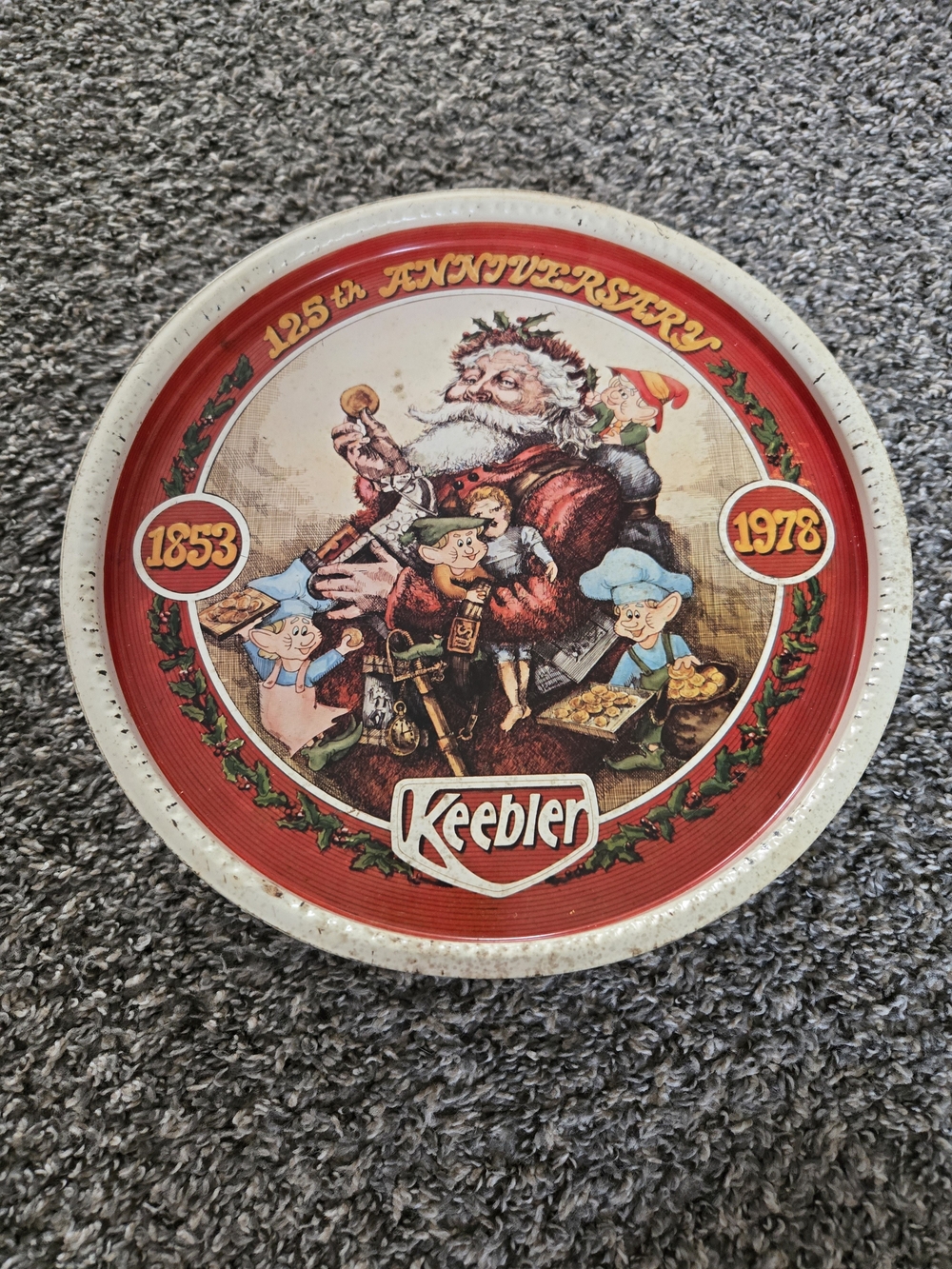 Vintage Keebler Red 125th Anniversary Decorative Cookie Tin (1978)
